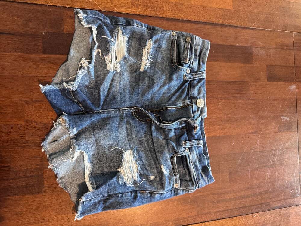 American Eagle Ne(x)t Level Stretch Hi-Rise Shortie Distressed Denim Jean Shorts
